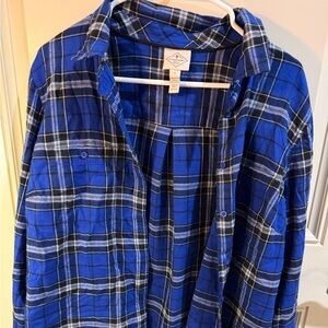 St. John's Bay Navy Plaid Shirt